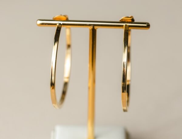 Brinco Argola Médio Banhado Em Ouro 18K - Image 2