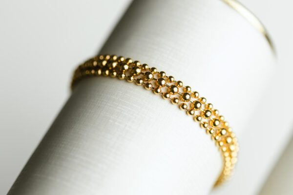 Pulseira Tripla Esferas Banhado Em Ouro 18K