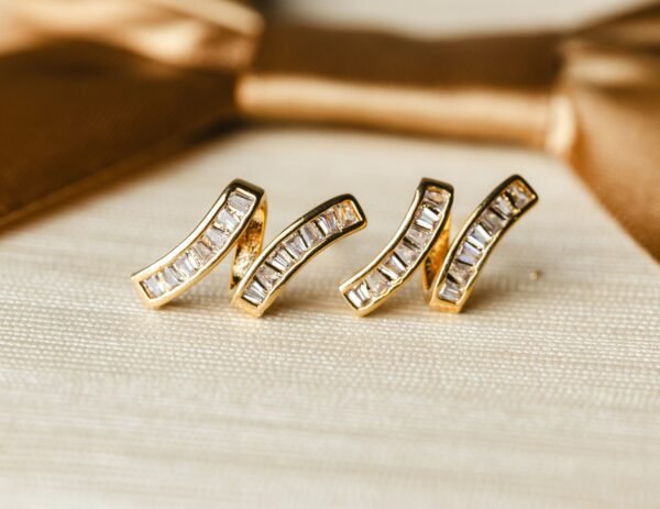 Brinco Duplo Zircônia Banhado Em Ouro 18K