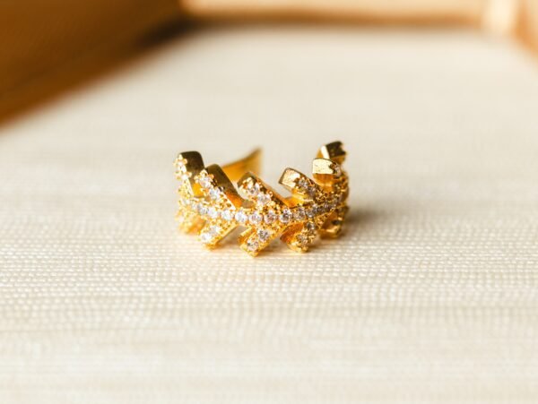 Brinco Piercing Cravejado Banhado Em Ouro 18K